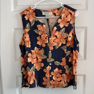 Pineapple Moon Floral Sleeveless Blouse